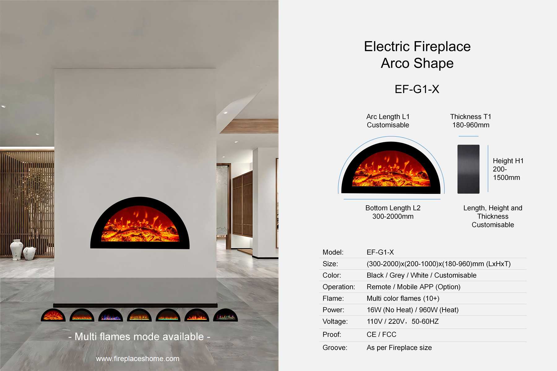 product size electric fireplace ef g1 1 x arco shape en