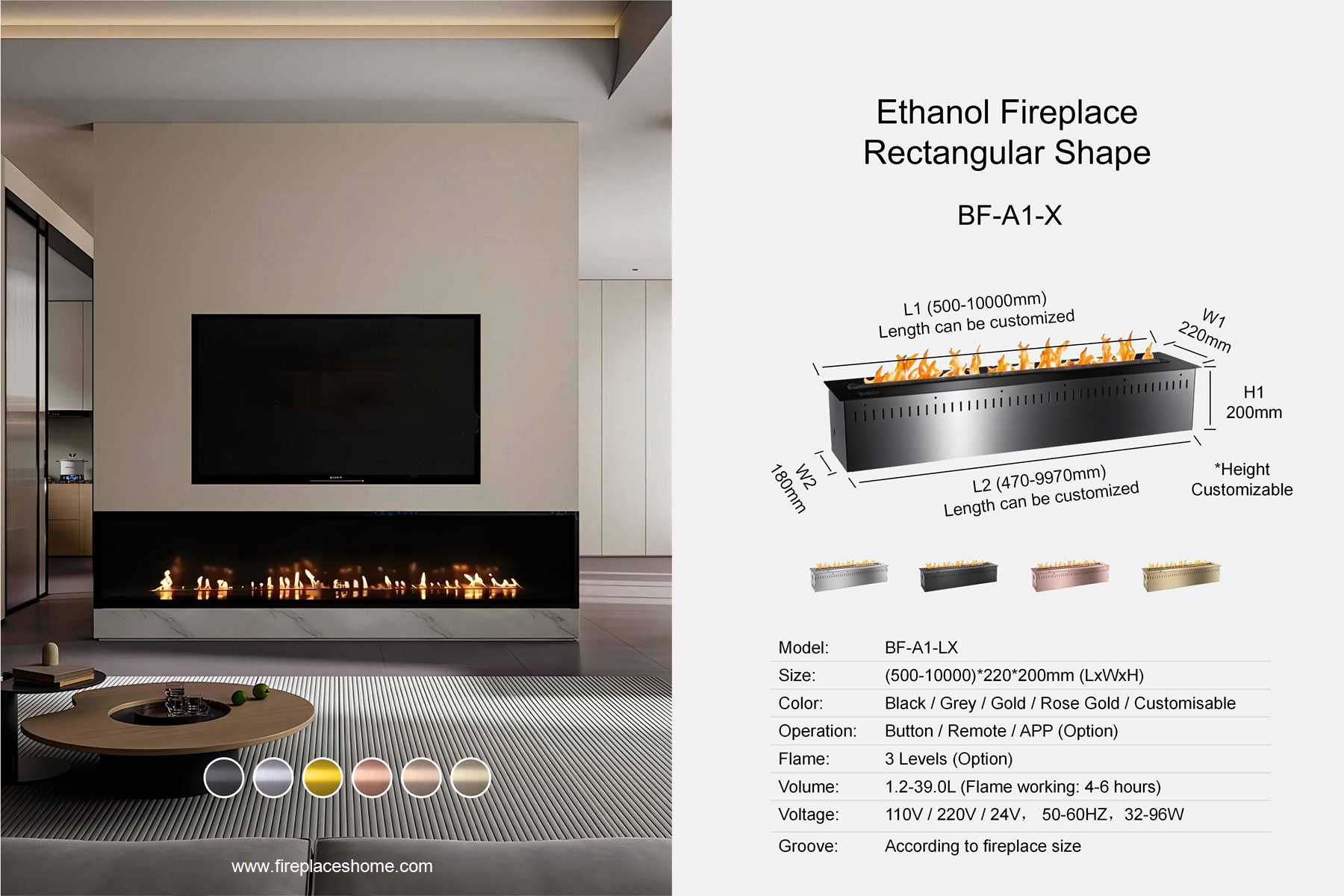 product size ethanol fireplace bf a1 1 x retangular shape en