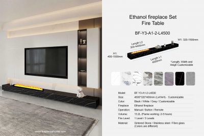 Ethanol fireplace cabinet rectangular shape BF-Y3-A1-2 Length 4500mm