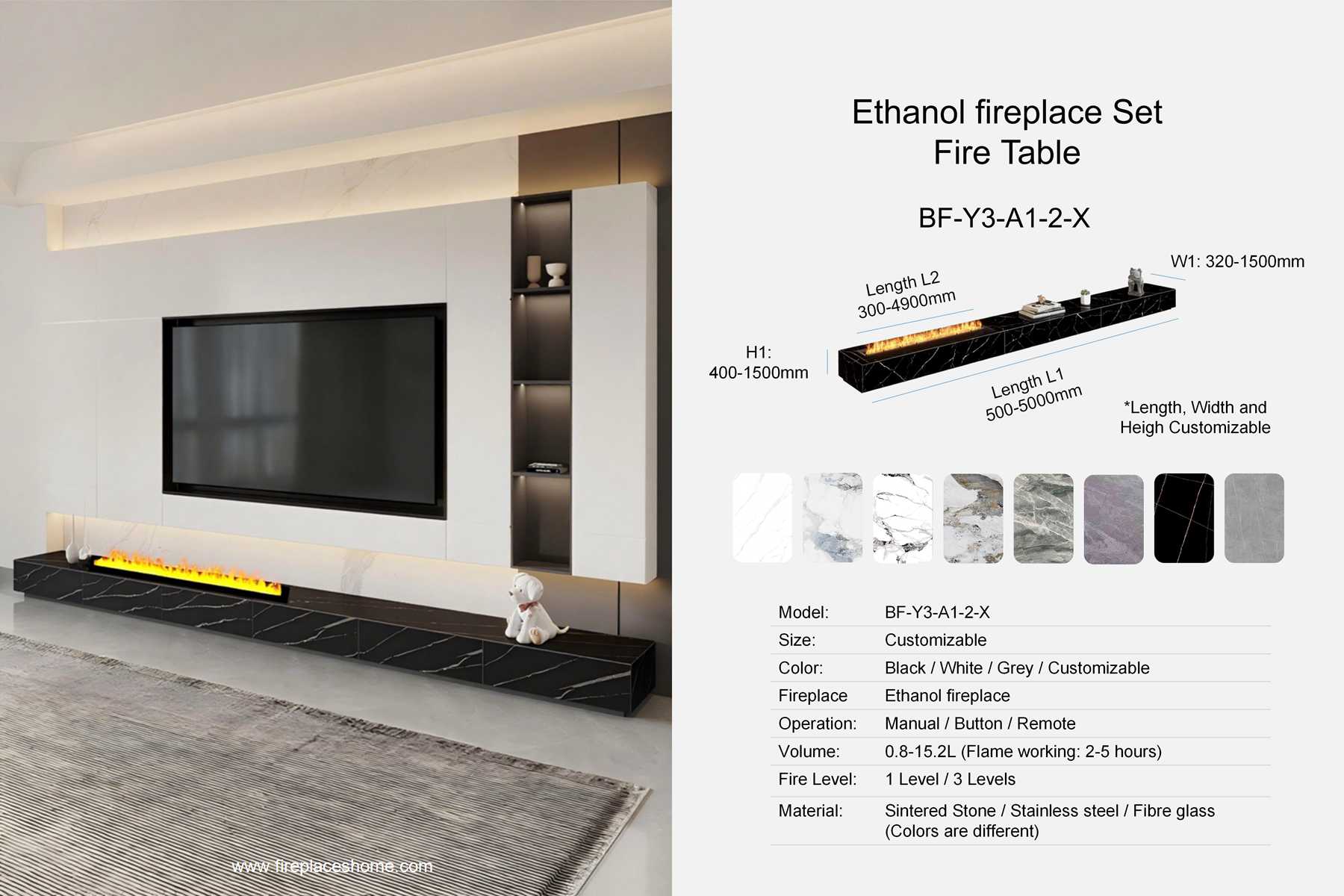 product size ethanol fireplace set fire cabinet bf y3 a1 2 x en