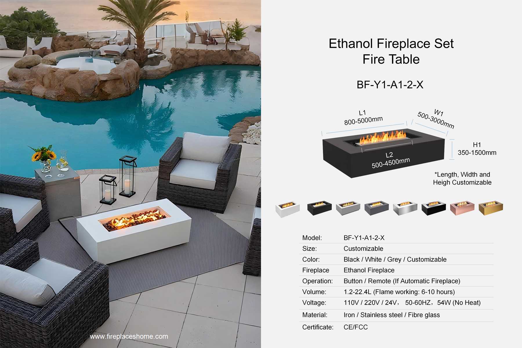 product size ethanol fireplace set fire table bf y1 a1 2 x en