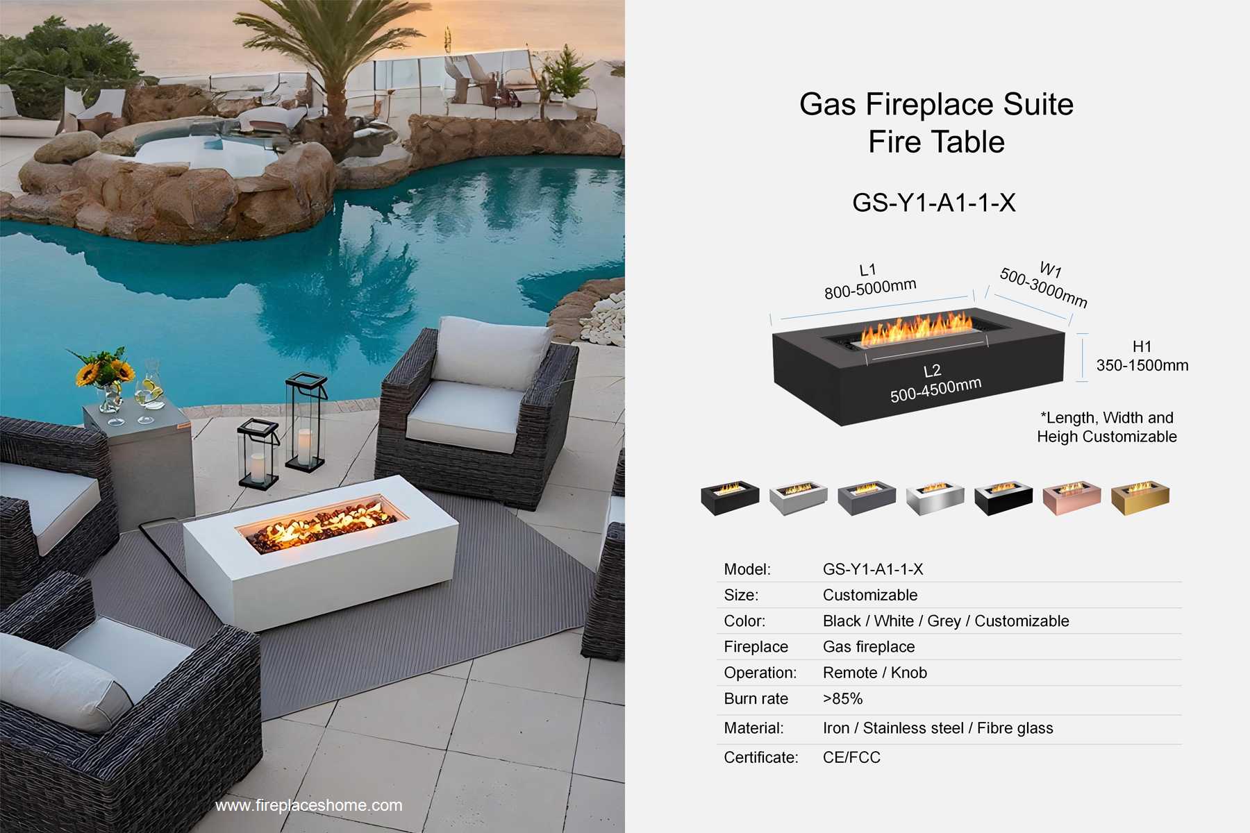 product size gas fireplace set fire table gf y1 a1 2 x en