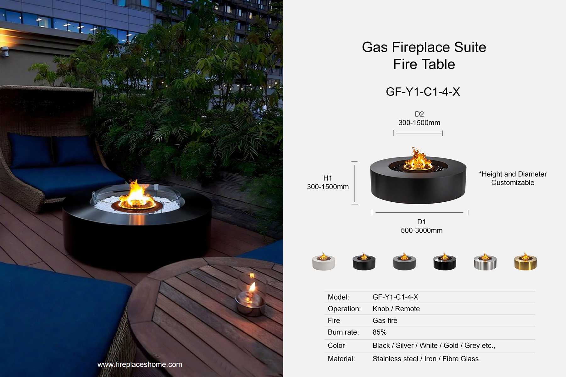 product size gas fireplace set fireplace pit gf y5 c1 1 x en