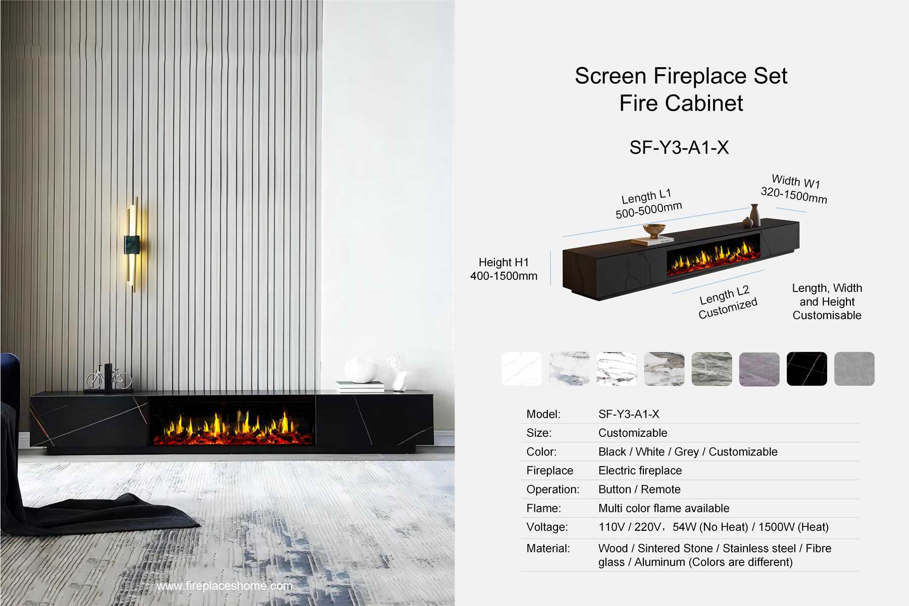 product size screen fireplace set fireplace cabinet sf y3 a1 1 x en