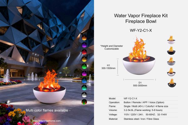 Water vapor fireplace bowl round shape WF-Y2-C1-1
