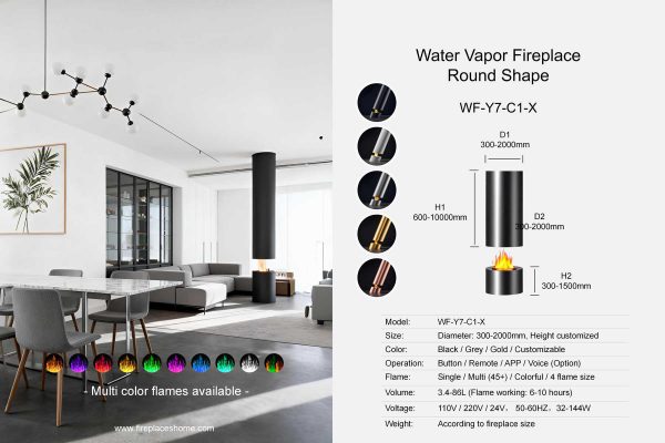Water vapor fireplace stand round shape WF-Y7-C1-2