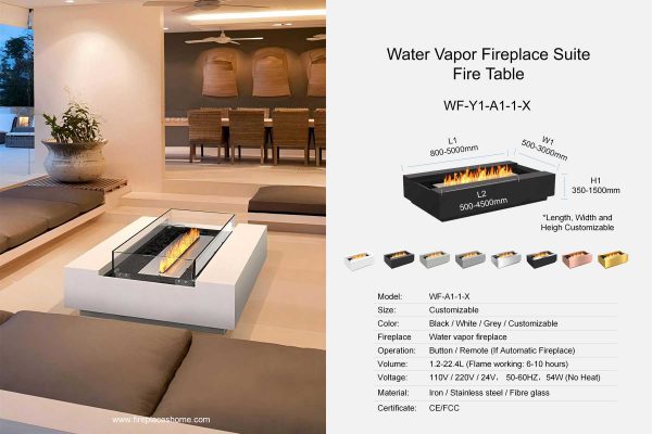 Water vapor fireplace table rectangular shape WF-Y1-A1-1